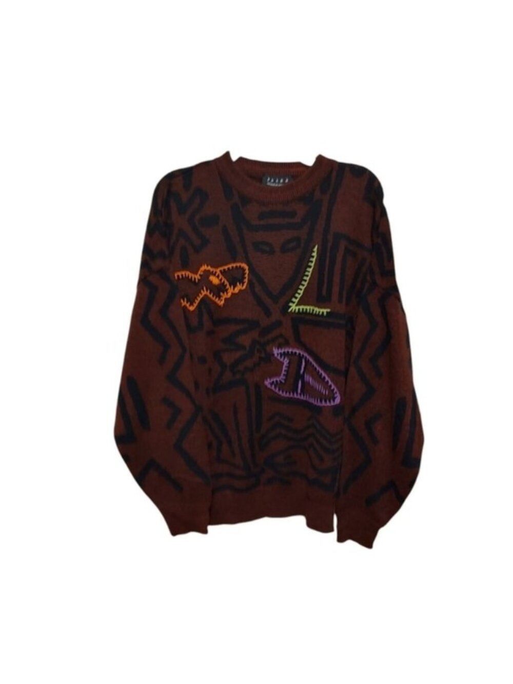 Vintage Sweater RARE Retro Embroidered Graphics Falke by Jeff Sayre